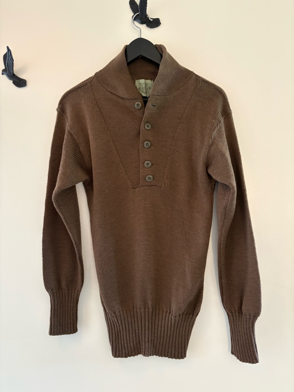 Vintage Wool 5-button GI Sweater Olive Green